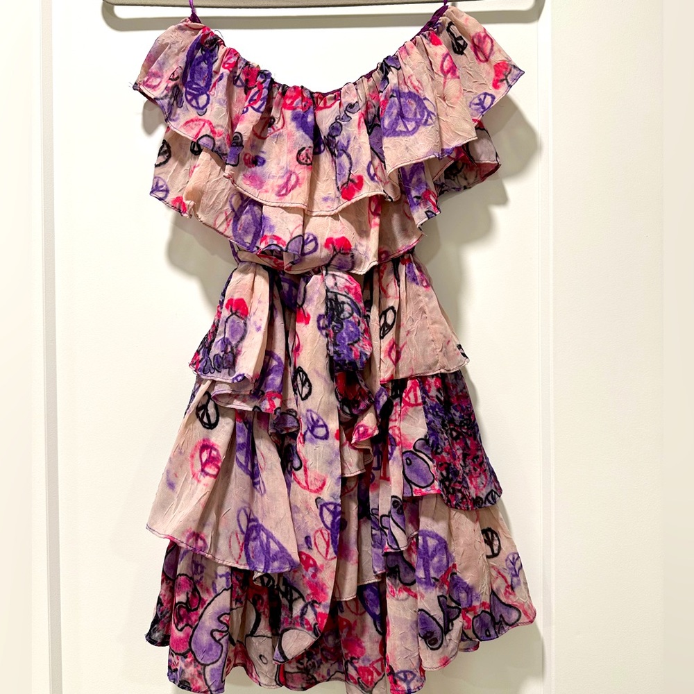 Peace sign tube mini dress M